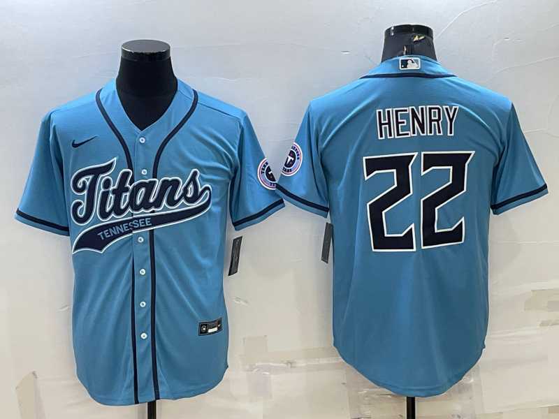 Men%27s Tennessee Titans #22 Derrick Henry Blue With Patch Cool Base Stitched Baseball Jersey->tampa bay buccaneers->NFL Jersey